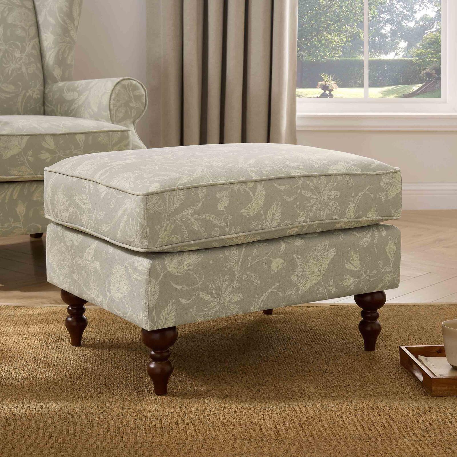 Floral pouffe room setting